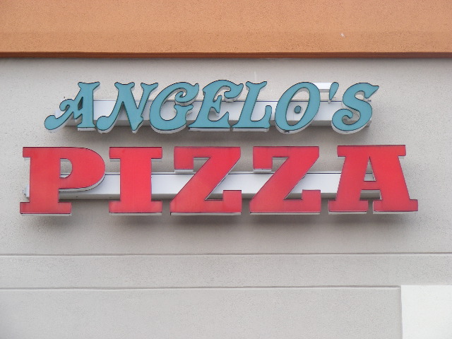 Angelo's pizza store front sign